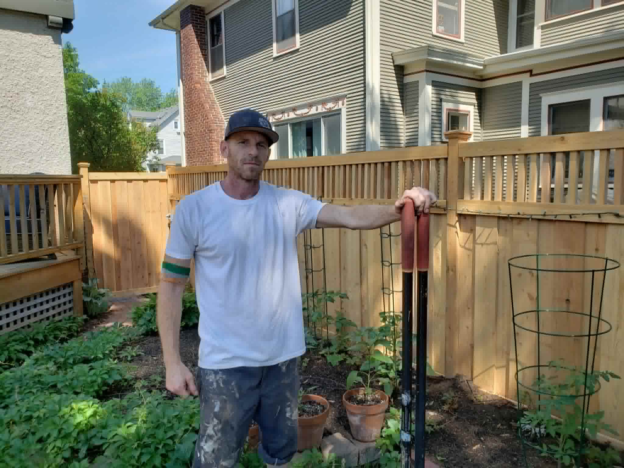Brendan O'Brien in a garden setting